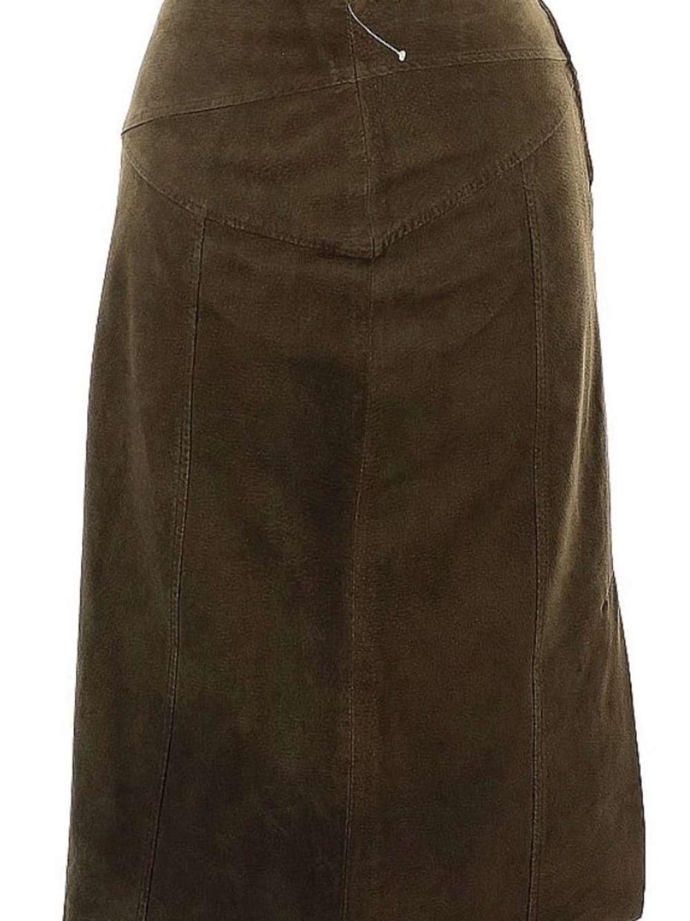 Olive Green Suede Midi Skirt - Picture 2 of 4